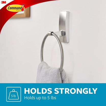 Command Hand Towel Holder - Satin Nickel | Water-Resistant & Rust-Resistant Bathroom Organizer, Holds 5 lbs