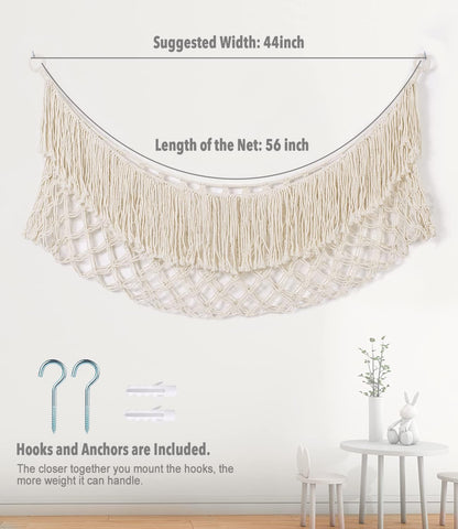 Skiennix Stuffed Animal Hammock - Extra Large 56'' Storage Net for Toys - Cream White