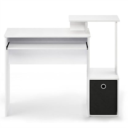 Furinno Econ Writing Desk - Stylish Home Office Computer Desk in White/Black Finish