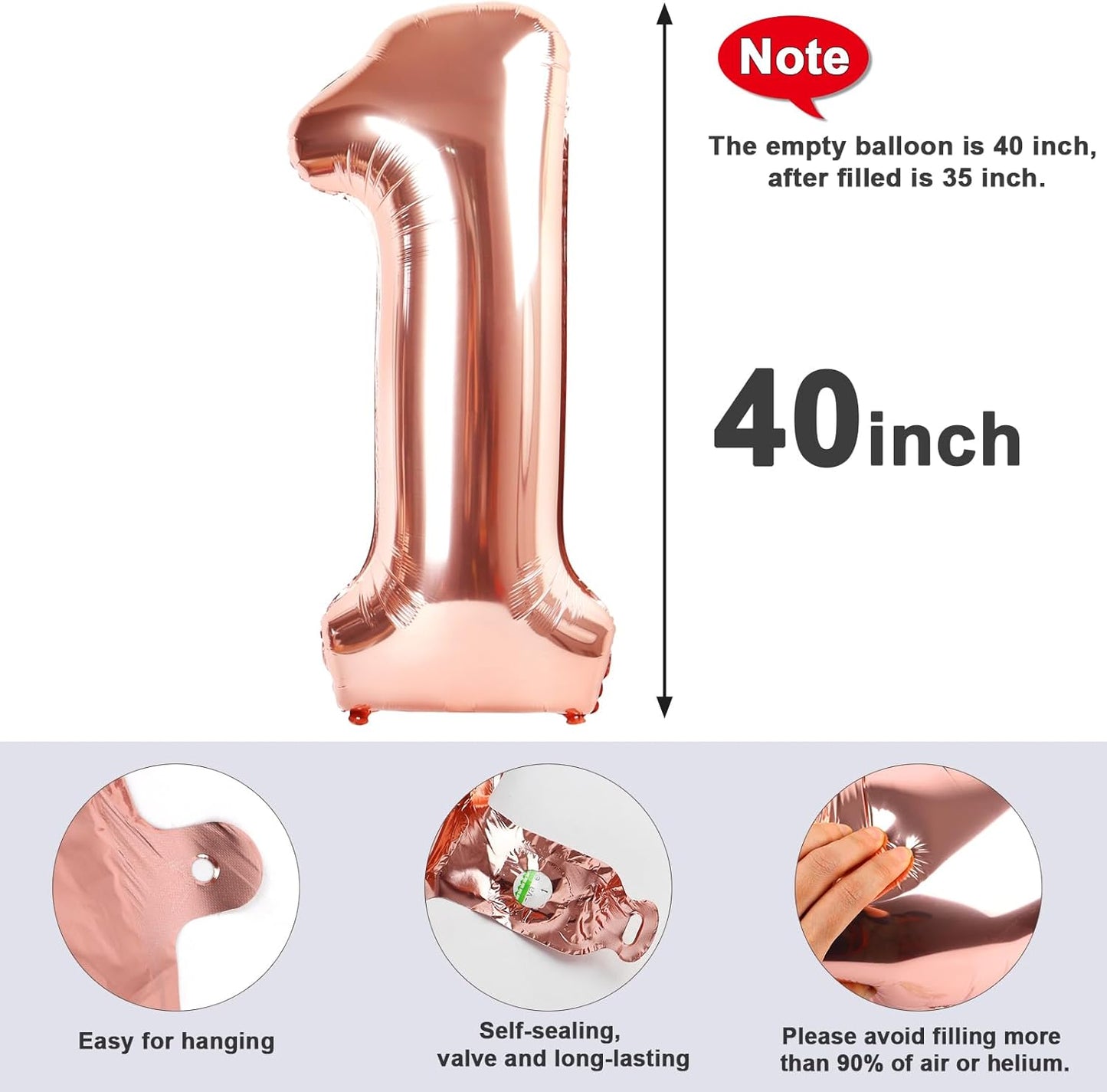 Numbers 17 Balloon - 40 Inch Rose Gold Foil Decoration for 17th Birthday & Anniversary Celebrations