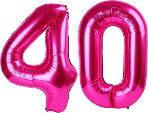 Hot Pink Number 40 Balloon - 40 Inch 40th Birthday Decoration for Women | Vibrant Party Supplies