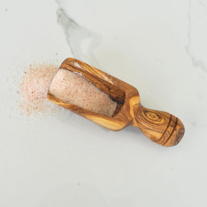 Naturally Med Olive Wood Large Salt Scoop/Bath Salt Scoop/Coffee Scoop/Flour Scoop/Kitchen Scoop