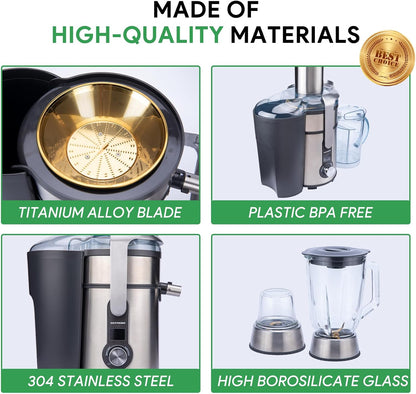 Skiennix Juicer Machine - 3 in 1 Blender & Grinder Combo with 1300W Power | 5 Speeds, LCD Screen, Easy to Clean