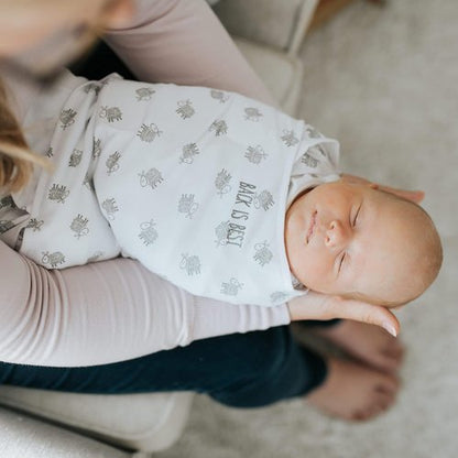 HALO 100% Cotton Sleepsack Swaddle - 3-Way Adjustable Wearable Blanket, TOG 1.5, Lamb Scribble White, Small (3-6 Months)