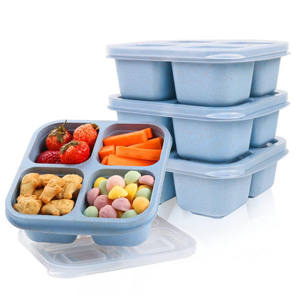 PKXPAO Snackle Box Container,Meal Prep Containers Reusable, 4 Compartments Meal Prep Lunch Containers for Kids Adults, Divided Food Storage Containers for School Work Travel (Blue)