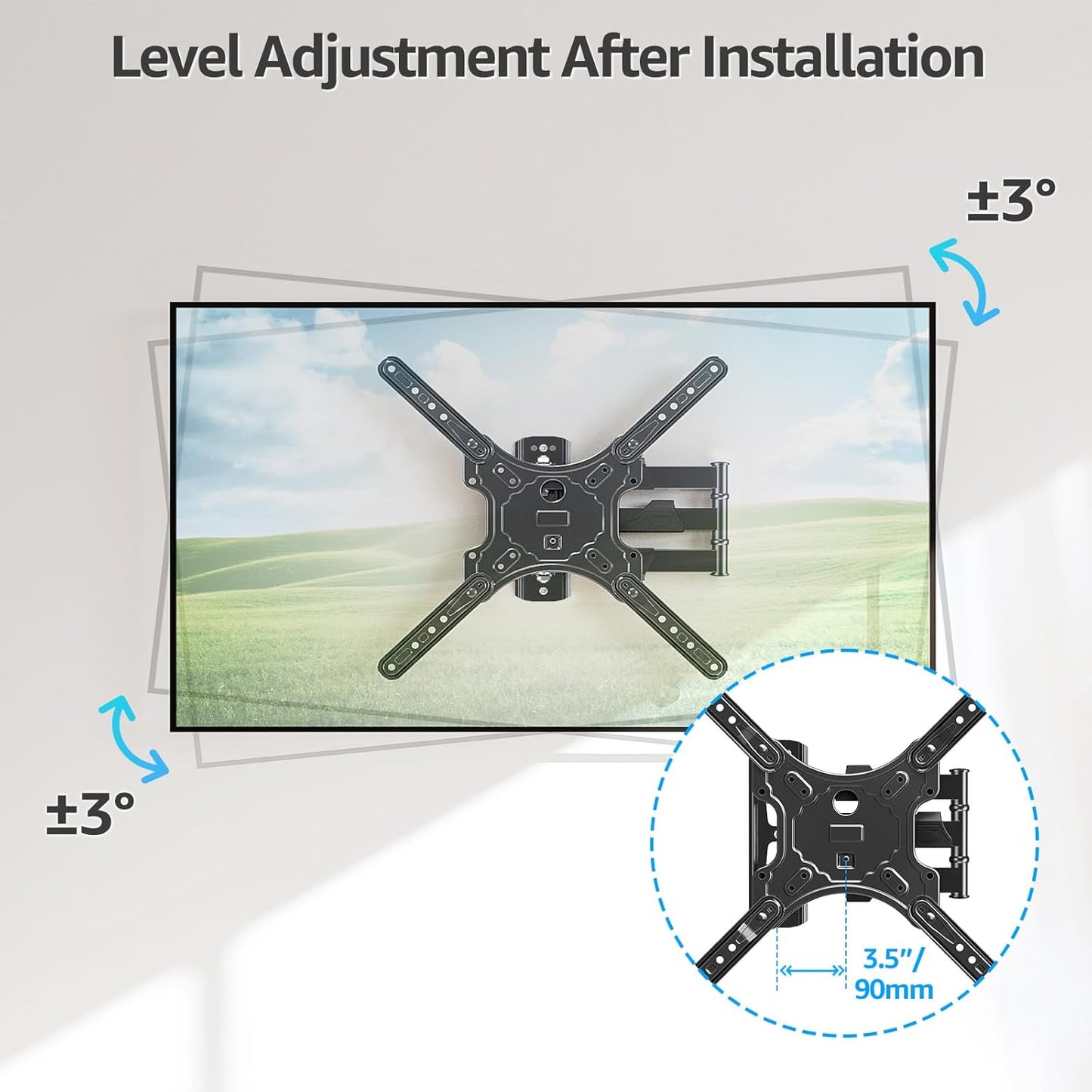 MOUNTUP Full Motion TV Wall Mount for 26-60 Inch TVs - Swivel, Tilt, Single Stud Design, Max VESA 400x400mm