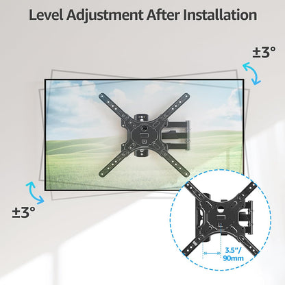 MOUNTUP Full Motion TV Wall Mount for 26-60 Inch TVs - Swivel, Tilt, Single Stud Design, Max VESA 400x400mm