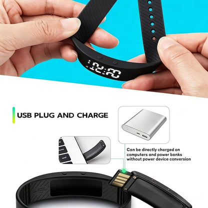 White Variation Vibrating Alarm Wristband Clock for Heavy Sleepers – Silent, 3D Step Counter & Calorie Detection