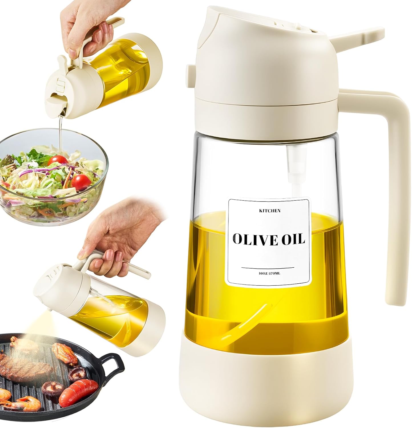 PARACITY Olive Oil Dispenser Bottle - 2-in-1 Sprayer & Dispenser, 500ML | Ideal for Cooking & BBQ