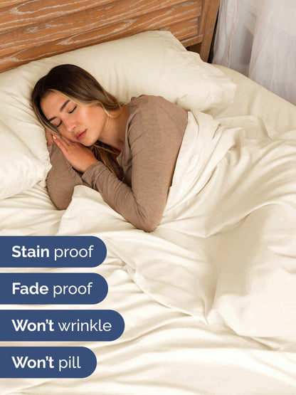 Skiennix Extra Deep Cal King Sheet Set | 6-Piece Breathable Cooling Bedding - Soft, Wrinkle-Free Off White