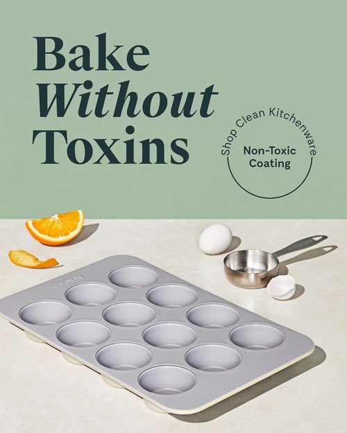 Caraway Non-Stick Ceramic Muffin Pan - 12-Cup Design with Naturally Slick Coating - Non-Toxic & PFOA Free - Ideal for Cupcakes and More - Perracotta