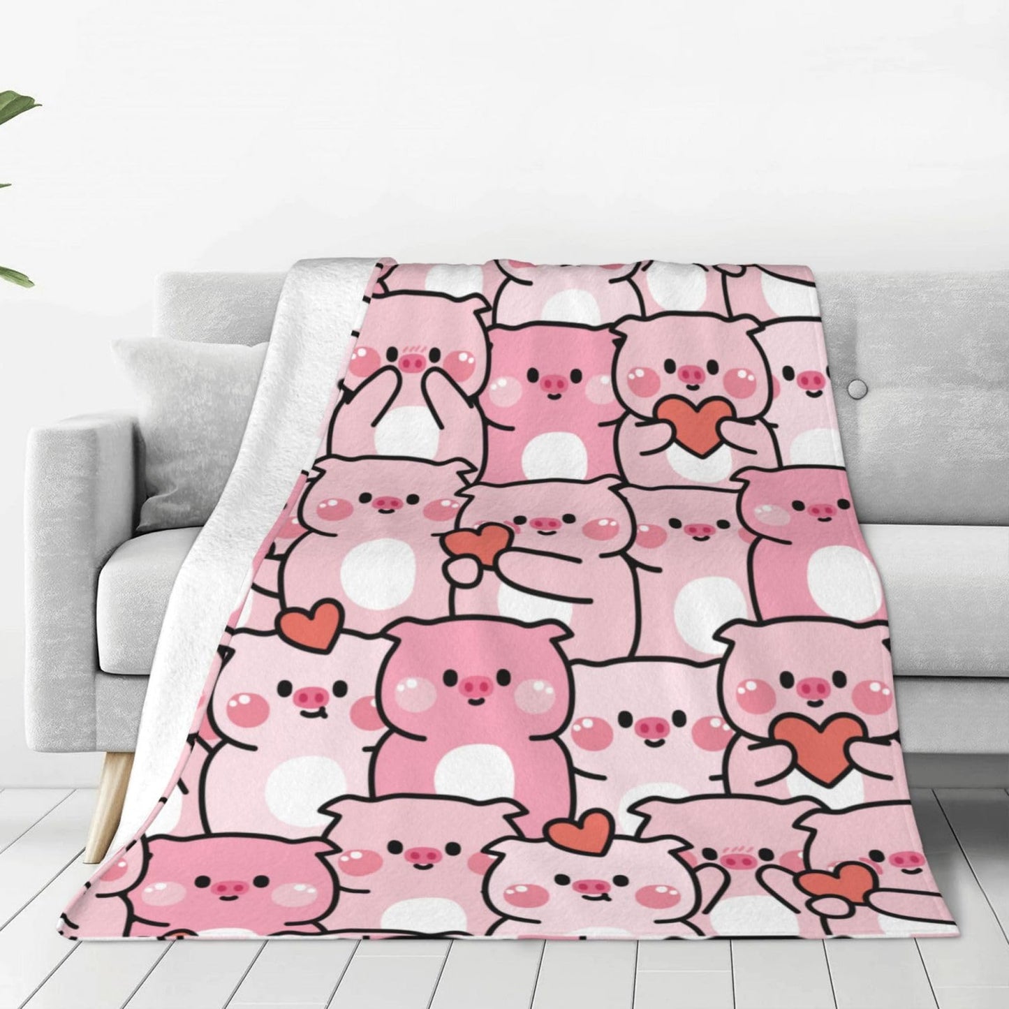 Turamurra Cute Pig Blanket Gifts for Kids Girls Adults Soft Warm Lightweight Cozy Animal Cartoon Pink Pig Throw Blanketsfor Couch Bedroom Sofa Living Room Decor 50x60in