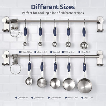 U-Taste Measuring Cups and Spoons - Food Grade 18/8 Stainless Steel Set of 10 with Upgraded Handle (Midnight Blue)