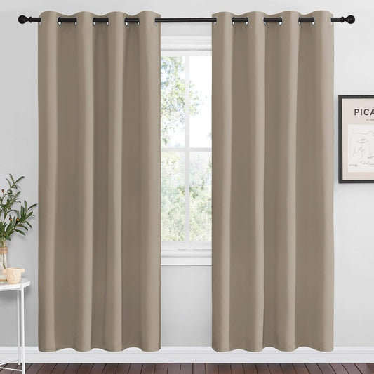 NICETOWN Taupe Blackout Curtains 78" Long for Office, 55" Wide, 2 Pieces, Dining Room, Guest Room, Sound Reducing Heat and Cold Block Curtain Panels for Modern Room Decorative