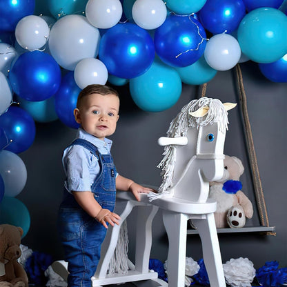 PartyWoo 100pcs Blue & White Balloons - 12 Inch Pearl Light Baby Pastel Sky Blue & Matte White for Graduation, Baby Shower & Birthday Celebrations