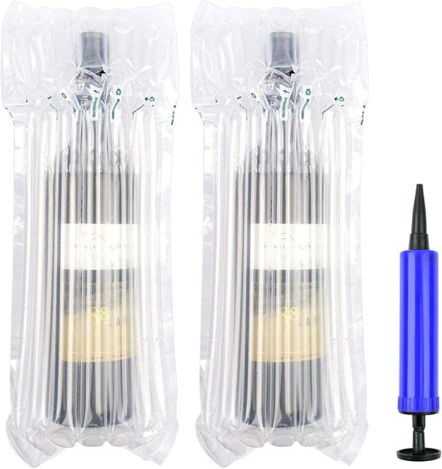 5 Pack Wine Bottle Travel Bags with Pump - Inflatable Protective Air Column Bags for Shipping & Luggage