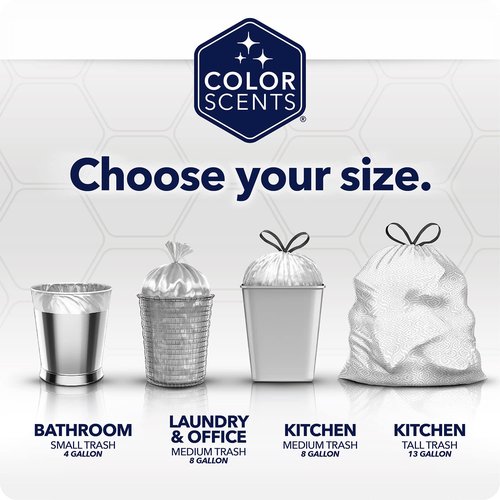Color Scents 4 Gallon Garbage Bags – Small Scented Trash Bags for Bathroom & Bedroom| 720 Count | Twist Tie | Collection | Made in USA