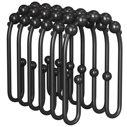 AmazerBath Shower Curtain Hooks Rings, Metal Shower Curtain Rings, Black Shower Curtain Hooks Rust Proof Double Hook Shower Hooks for Shower Curtain and Liner, Shower Rod Hooks Bathroom 12Pcs