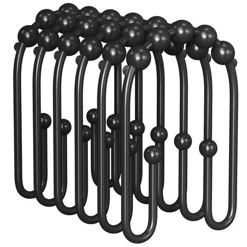 AmazerBath Shower Curtain Hooks Rings, Metal Shower Curtain Rings, Black Shower Curtain Hooks Rust Proof Double Hook Shower Hooks for Shower Curtain and Liner, Shower Rod Hooks Bathroom 12Pcs