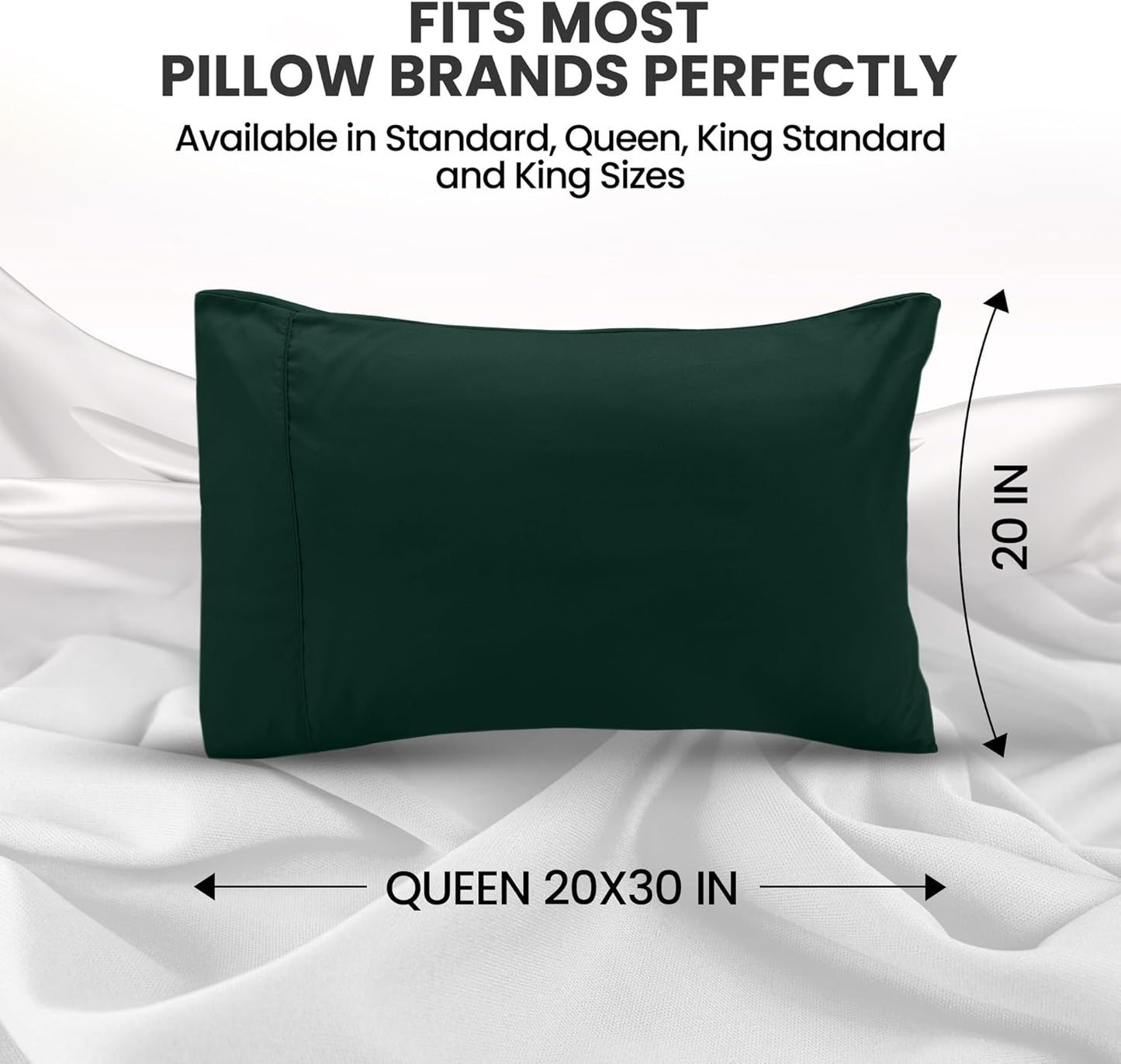 Utopia Bedding Queen Pillow Cases - Soft Brushed Microfiber - 2 Pack, Fade Resistant | 20 X 30 Inches, Emerald
