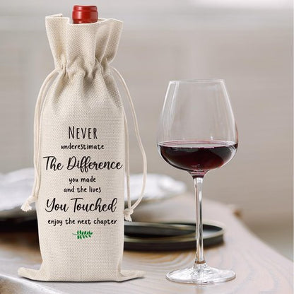 FBCCZEY Going Away Moving Away Leaving Farewell Goodbye Wine Bag for Friends Teachers Coworkers Boss Women Retirement Retired New Beginning New Business Owner Wine Bag for Woman Men