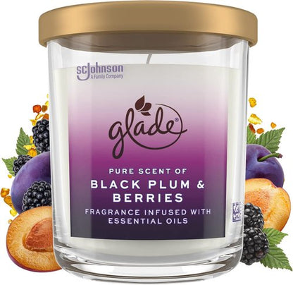 Glade Candle Jar - Large 16oz Candle Infused with Essential Oils | Black Plum & Berries Air Freshener