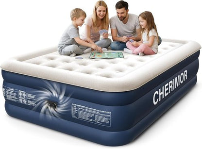 CHERIMOR Queen Air Mattress - Built-In Pump, 18" Elevated Height, 800 lbs Capacity, Fast Inflation