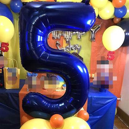 Skiennix Giant Helium Foil Number 5 Balloon - Navy Blue 40" Self-Inflating Birthday Decoration