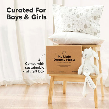 My Little Dreamy Toddler Pillow - Organic Cotton Travel Bed Pillow with Soft Pillowcase | 13x18, Machine Washable, French Gray, Ideal for Ages 2-5