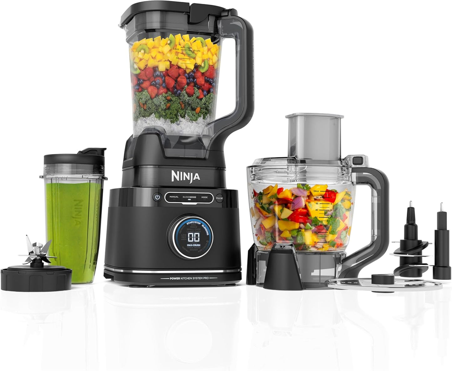 Ninja Kitchen System - All-in-One Food Processor & Blender | 8-Cup Bowl & 24 oz. To-Go Cup | 1800 Peak Watt | Black