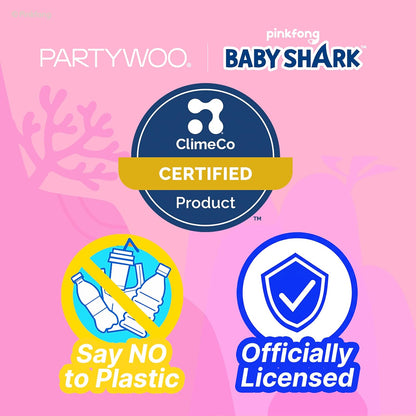 PartyWoo Baby Shark Family Foil Balloons - 13pcs Pink Round & Star Mylar Helium Balloons for Kids' Birthday Party Decorations