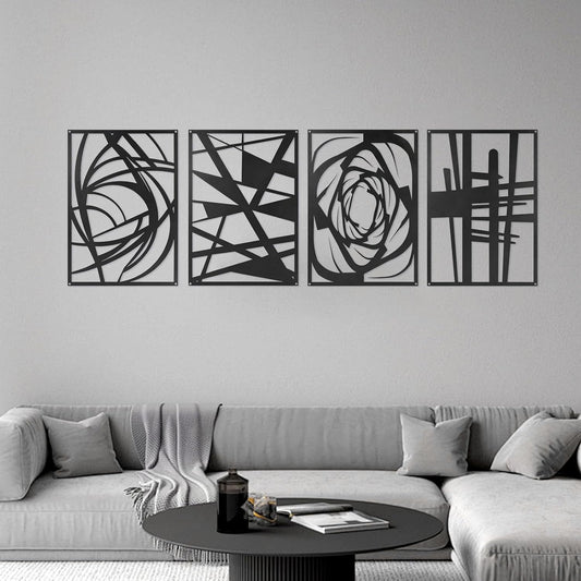 Skiennix Black Abstract Metal Wall Art - Modern 3D Textured Decor for Living Room & Office | 15.7 x 10.6 Inch