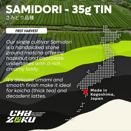 Chazoku Samidori Matcha Green Tea Powder - Ceremonial Grade, First Harvest - 35g Tin | Authentic Japanese Tea