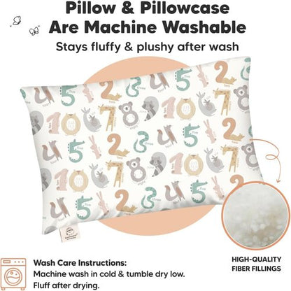 KeaBabies Toddler Pillow - Jumbo 14x20 Soft Organic Cotton | Machine Washable & Travel-Friendly (Wild Count)