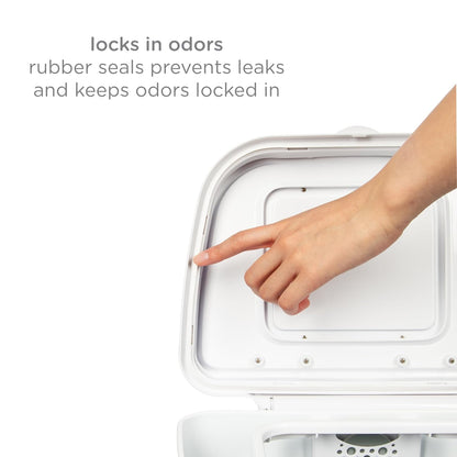Ubbi Adult Diaper Pail - Steel Odor-Locking Design | No Special Bags Required, Modern White Finish