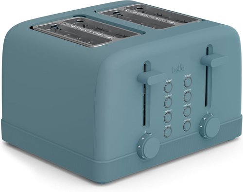 Bella 4 Slice Toaster - 6 Shade Settings, Reheat & Cancel Functions, Removable Crumb Tray, 900 Watt | Surf Color