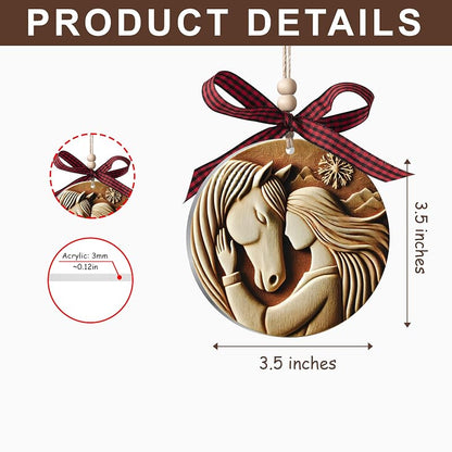 Horse Ornament for Christmas Tree - 3D Acrylic Decoration, Variation: Horse and Girls