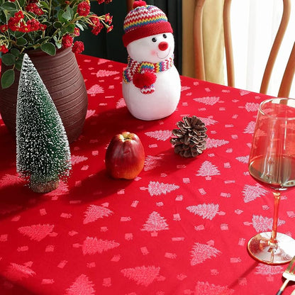 SASTYBALE Christmas Tablecloth 60 x 120 Rectangular - Red Xmas Tree Pattern