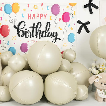 Skiennix 12Pcs Cream White Round Foil Balloons - 22" & 10" Mylar Ivory Balloons for Boho Weddings & Parties
