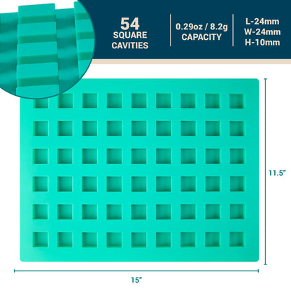O'Creme Square Mini Brownie Chocolate and Candy Silicone Mold (24x24mm x 10mm high)