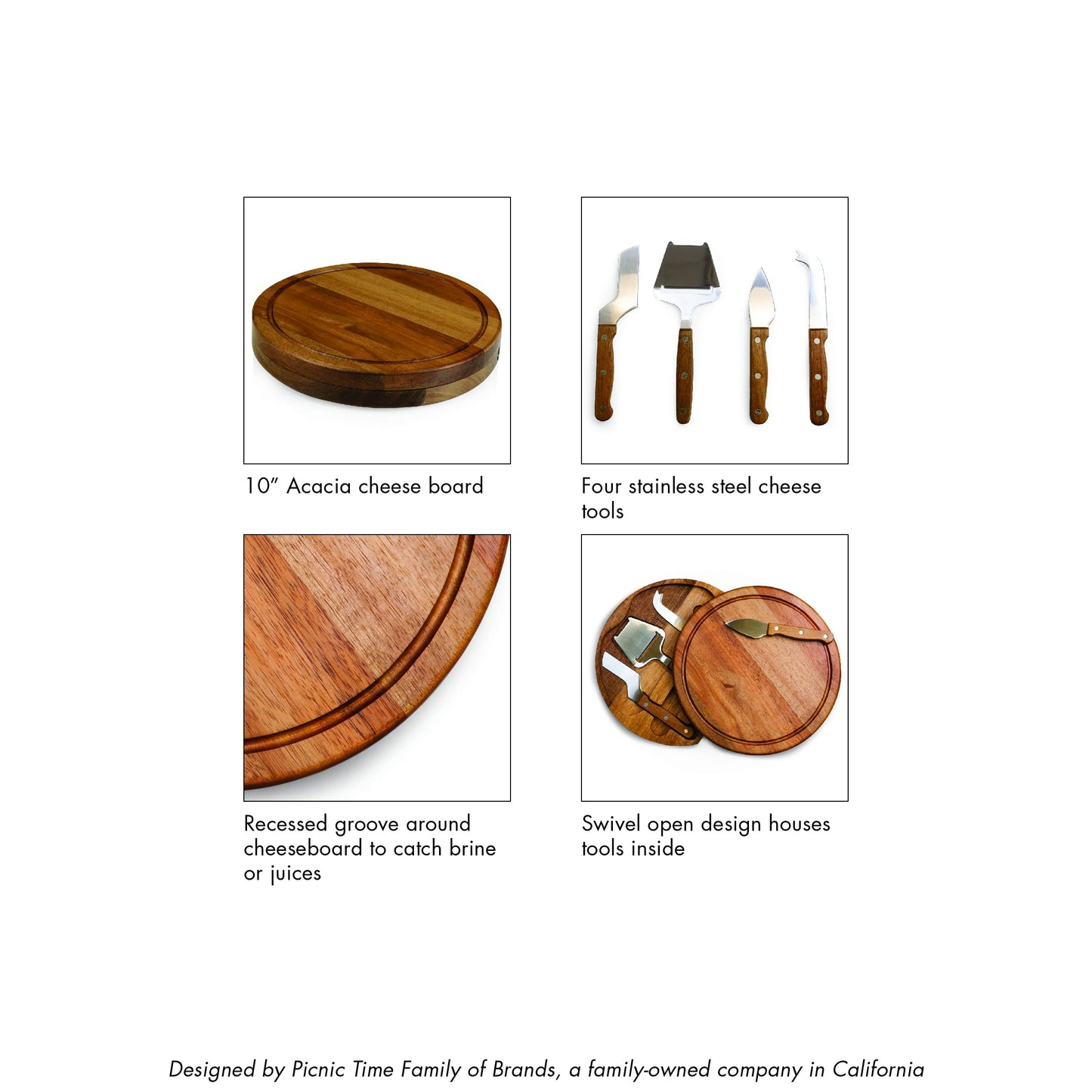 Toscana Monogram Initials U Personalized Acacia Circo Cheese Cutting Board & Tools Set