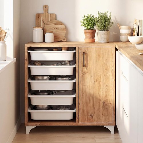 Giantex Buffet Cabinet - Stylish Sideboard with 5 Removable Drawers & Door | Wooden Coffee Bar Organizer
