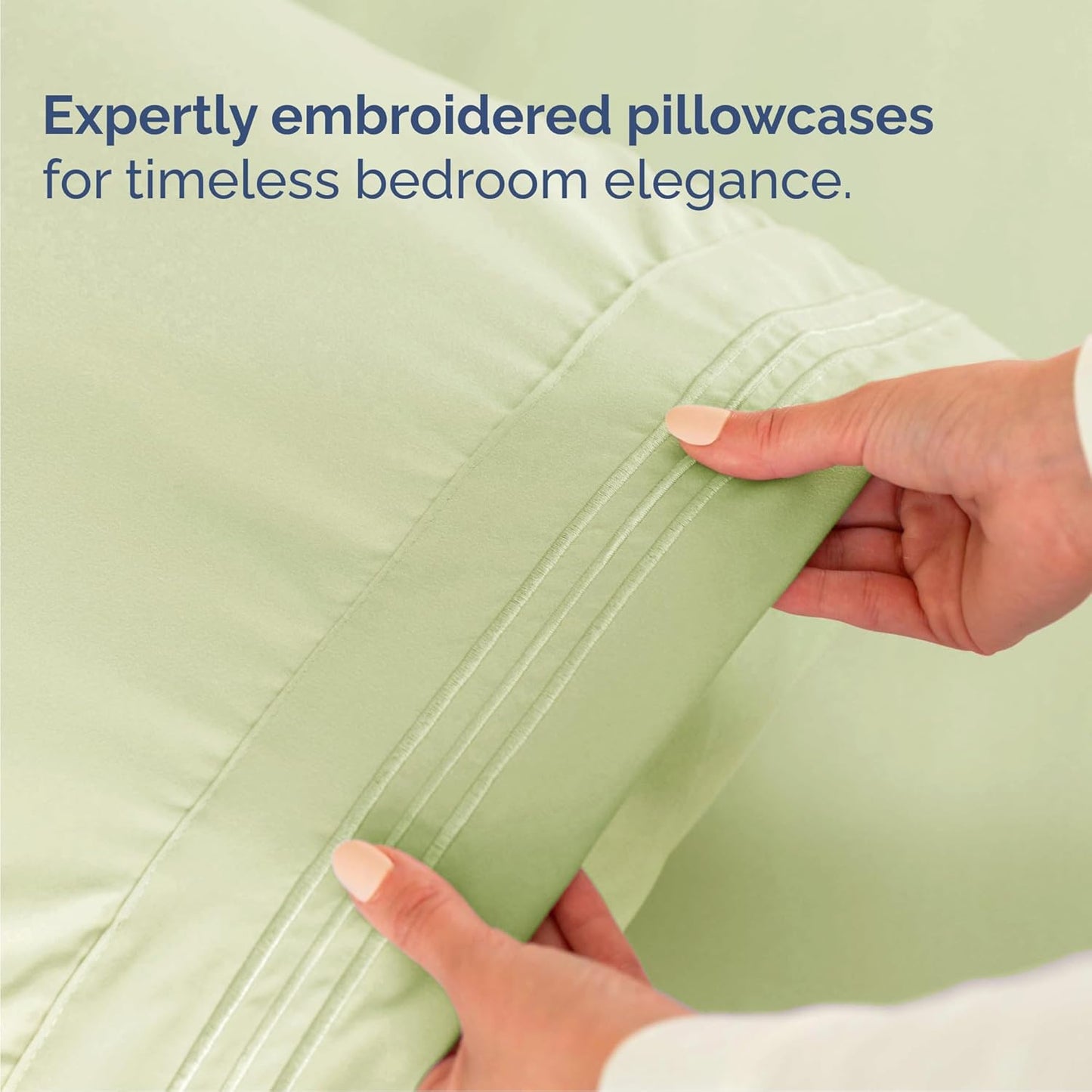 Queen Size Sheet Set by [Brand Name] - Comfy, Breathable & Cooling Luxury Bedding - Deep Pockets, Wrinkle-Free - Light Sage Green