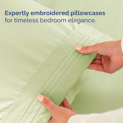 Queen Size Sheet Set by [Brand Name] - Comfy, Breathable & Cooling Luxury Bedding - Deep Pockets, Wrinkle-Free - Light Sage Green