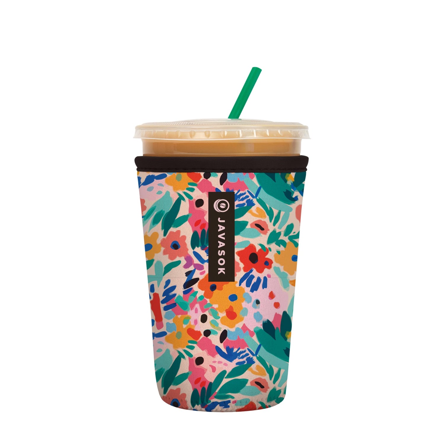 Sok It Java Sok Iced Coffee & Cold Soda Insulated Neoprene Cup Sleeve (Abstract Floral, Medium: 22-28oz)