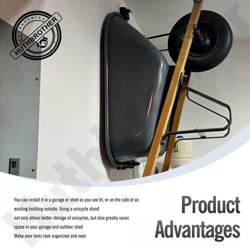 Huthbrother Wheelbarrow Storage Bracket - 90 lbs Capacity with Top Lift Latch | Maximize Garden Space