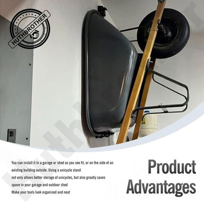 Huthbrother Wheelbarrow Storage Bracket - 90 lbs Capacity with Top Lift Latch | Maximize Garden Space