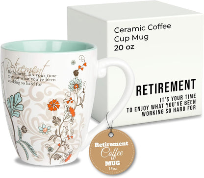 Pavilion Coffee Mugs - Mark My Words Retirement Mug with "Retirement, It's Your Time To Enjoy" Text Design - Ceramic Coffee Cup for Friends, Microwave & Dishwasher Compatible - Multicolor, 20 oz