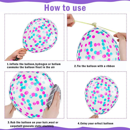Skiennix Pink Blue Purple Balloons - 50 Pcs 12 Inch Metallic Confetti for Birthday & Baby Shower Decor