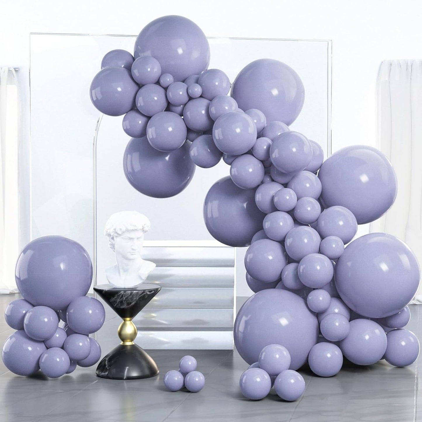 PartyWoo Dusty Blue Balloons - 100-Piece Pack in Various Sizes for Baby Shower & Birthday Decor | Boho Lavender Arch Kit